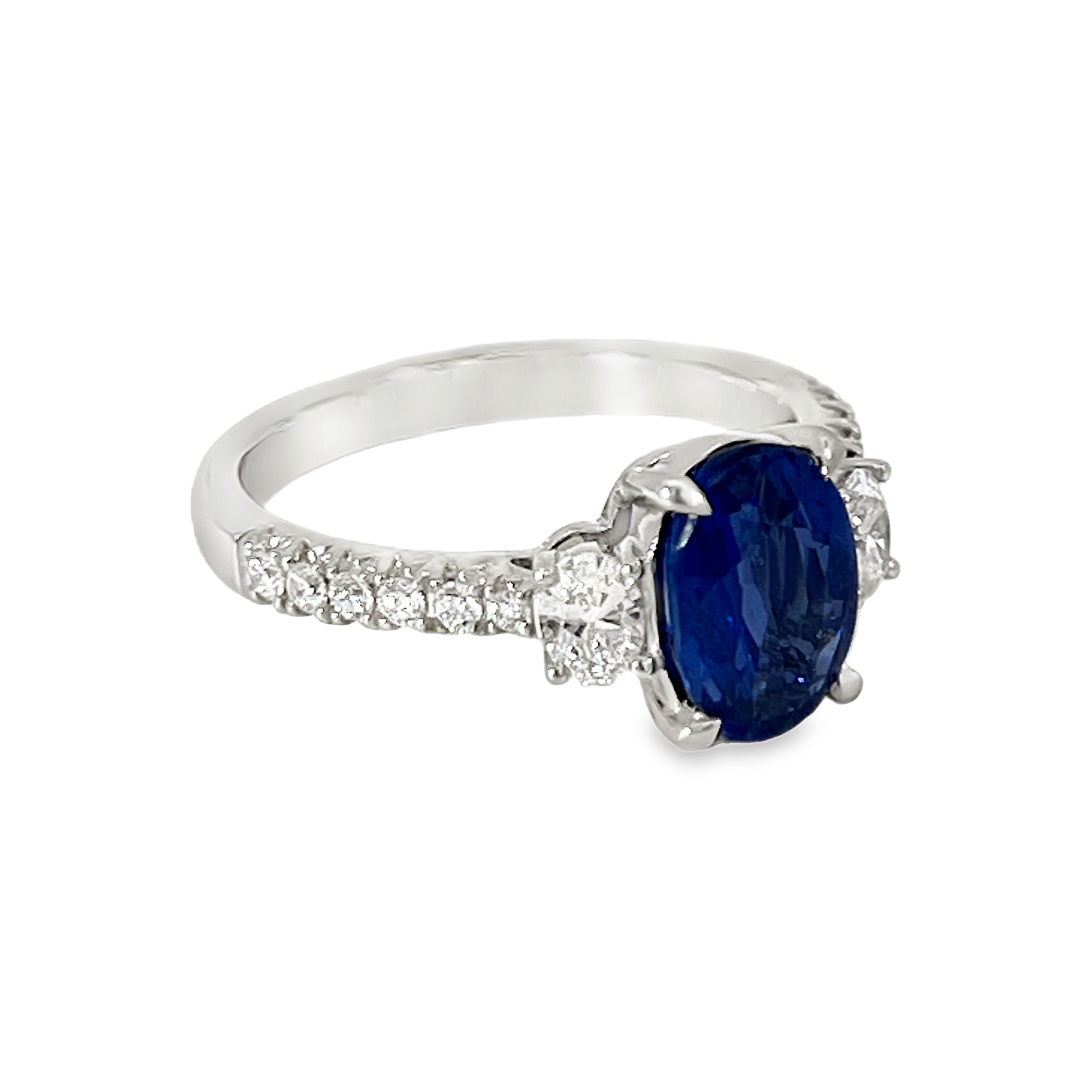 Platinum GIA 2.00ct Oval Blue Sapphire & 0.46 CTW Diamond Pavé Ring