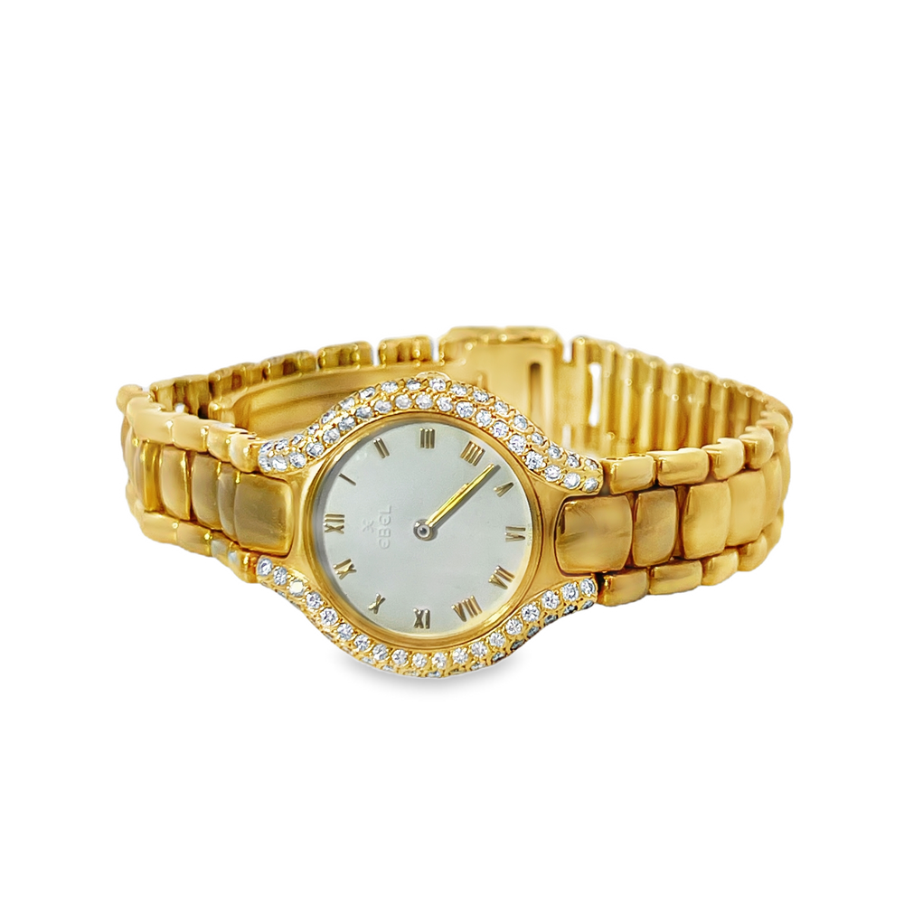 Pre-Owned Ebel Beluga 18K Yellow Gold Diamond Bezel Ladies Watch Ref. 42100081 Swiss