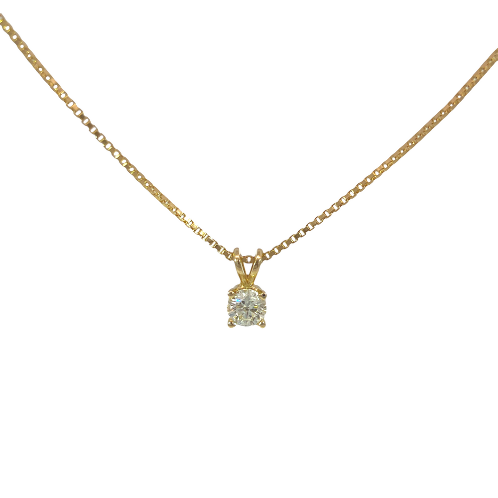 14K Yellow Gold 0.56ct Natural Diamond Solitaire Pendant Necklace