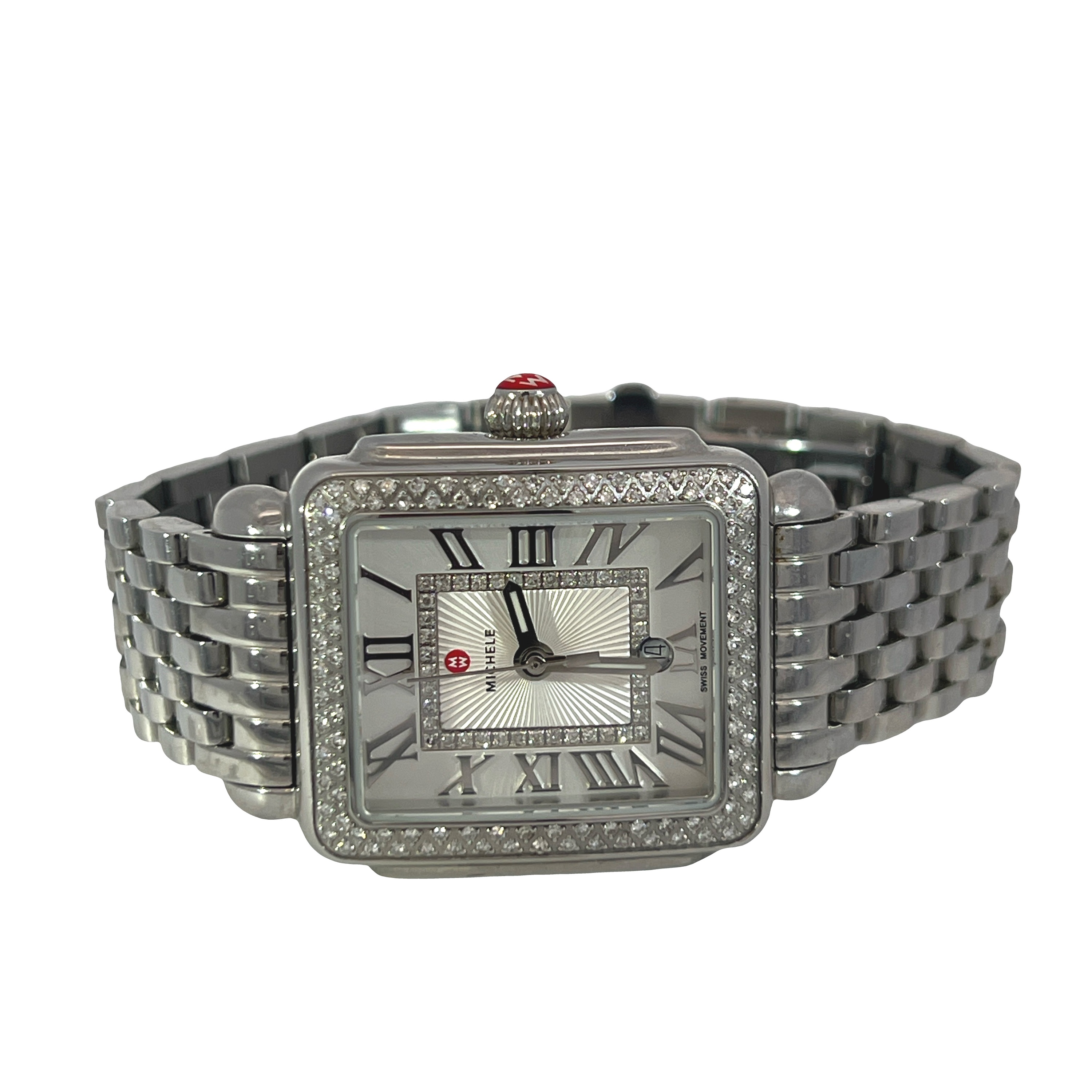Pre-Owned MICHELE Deco Madison Mid 31mm Diamond Stainless Steel Watch Ref. MWW06G000001