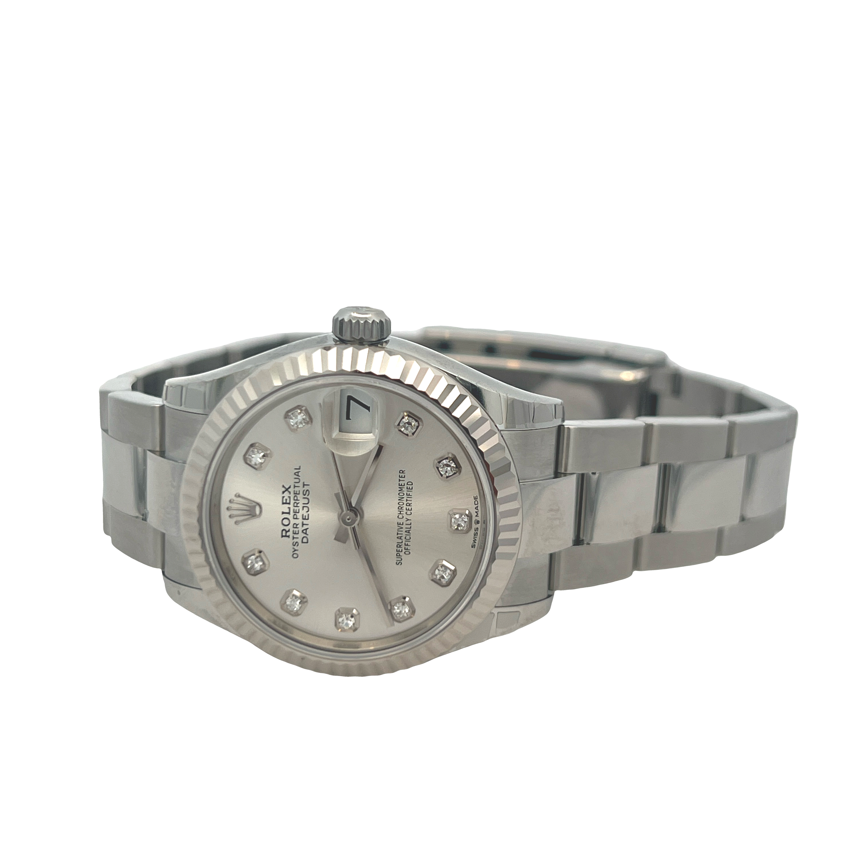 Pre-Owned Rolex Datejust 31 278274 Silver Diamond Dial Oyster Bracelet Box & Papers 2026