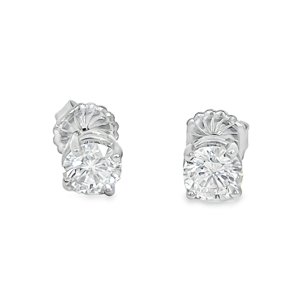Platinum GIA Certified 2.56 CTW F VS2 Round Brilliant Diamond Stud Earrings