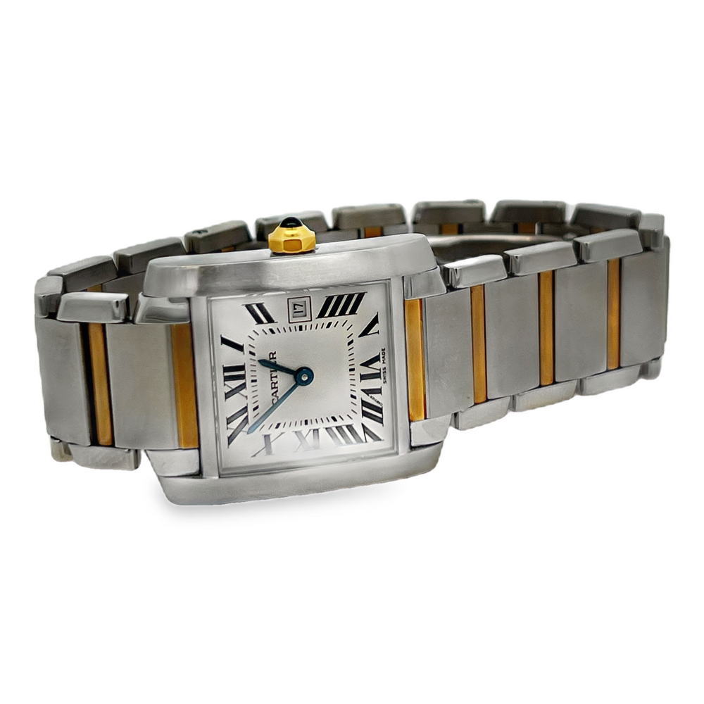 Pre-Owned Cartier Tank Française Two-Tone Stainless Steel & 18K Yellow Gold Watch – Box & Papers