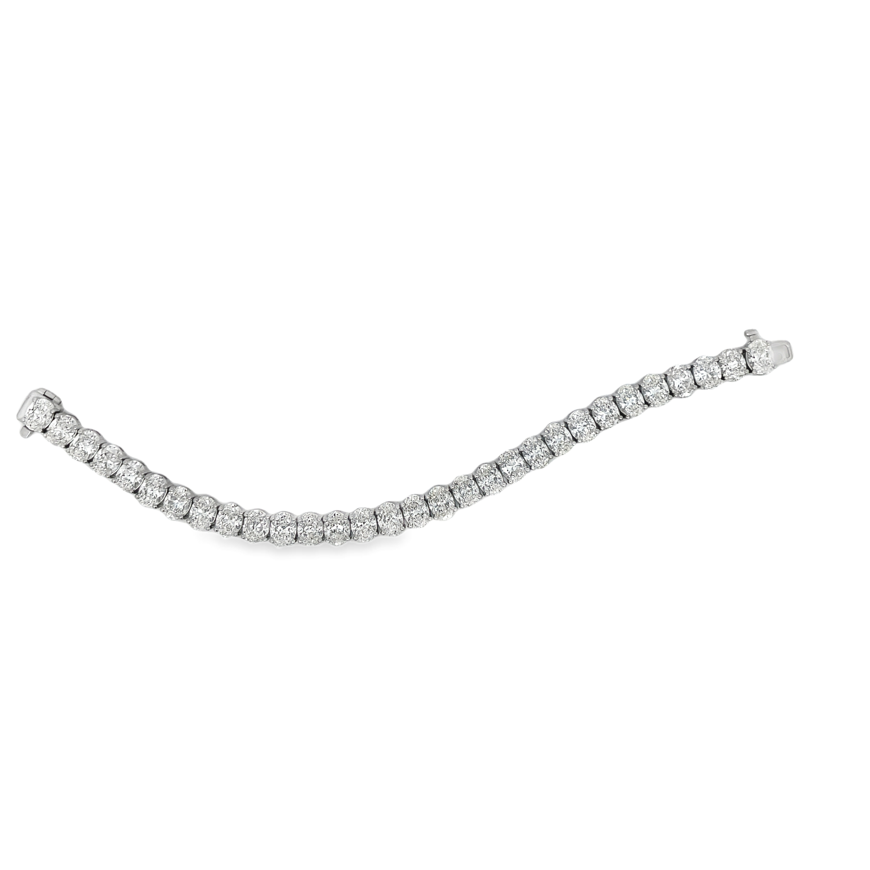 Platinum Oval Cut Diamond Tennis Bracelet – 30.50 Carats of Diamonds