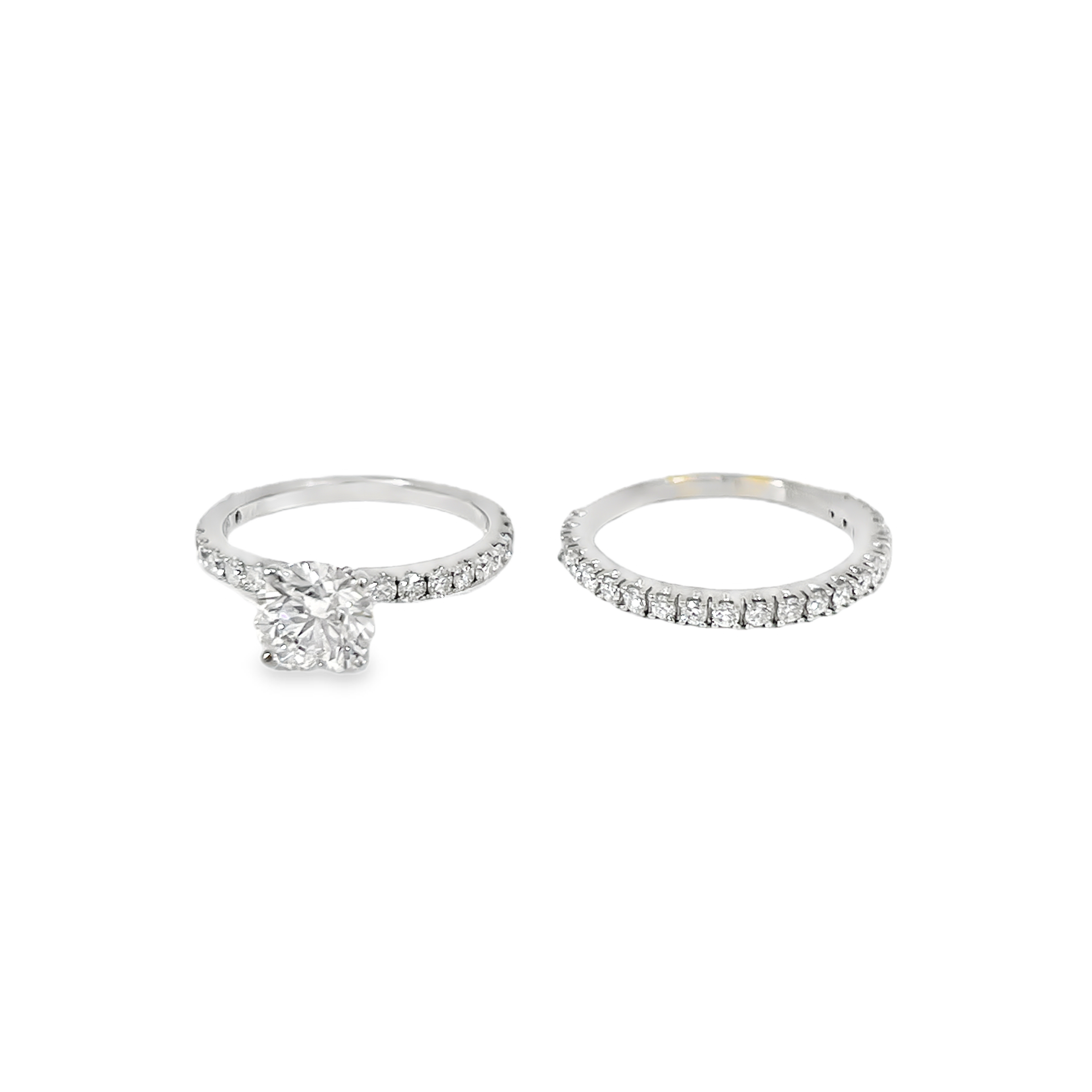 Estate 14K White Gold 1.50 Carat EGL Certified Round Brilliant Diamond Bridal Set