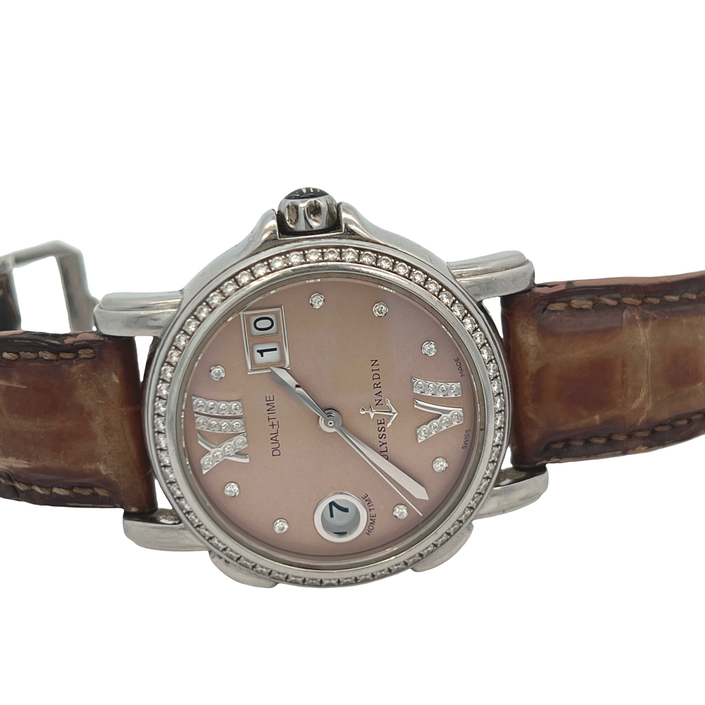 Pre-Owned Ulysse Nardin Dual Time Ladies Diamond Automatic Watch | Stainless Steel
