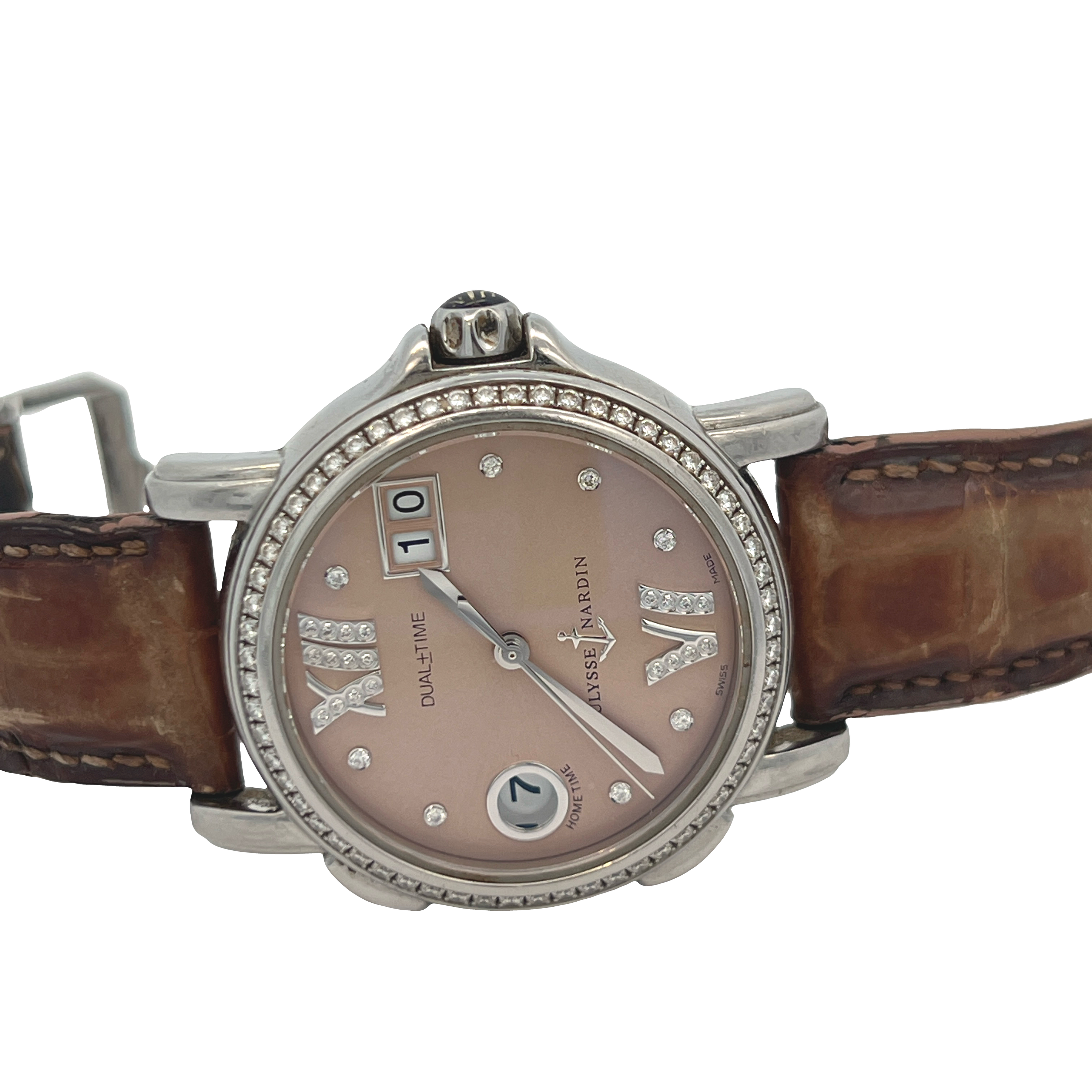Pre-Owned Ulysse Nardin Dual Time Ladies Diamond Automatic Watch | Stainless Steel