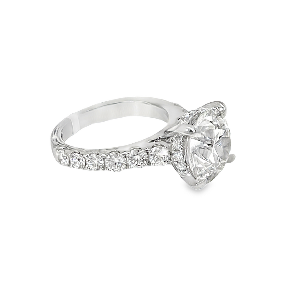 18K White Gold 4.80 CT GIA Certified Round Brilliant Diamond Engagement Ring – 6.35 CTW