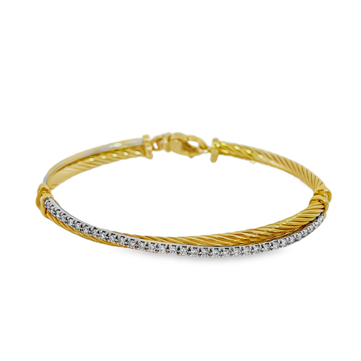 Estate David Yurman Crossover Collection® 18K Two-Tone Gold Pavé Diamond Two-Row Bracelet