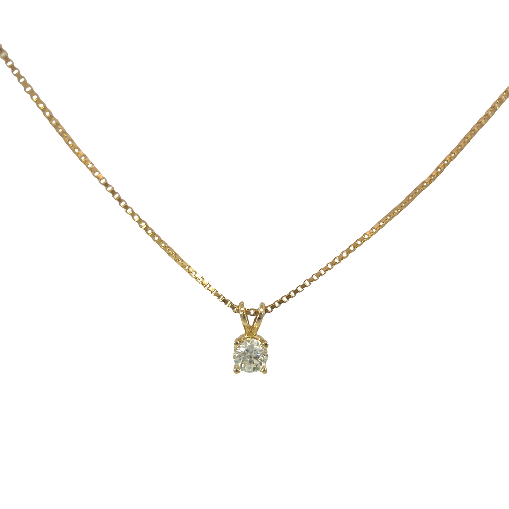 14K Yellow Gold 0.56ct Natural Diamond Solitaire Pendant Necklace