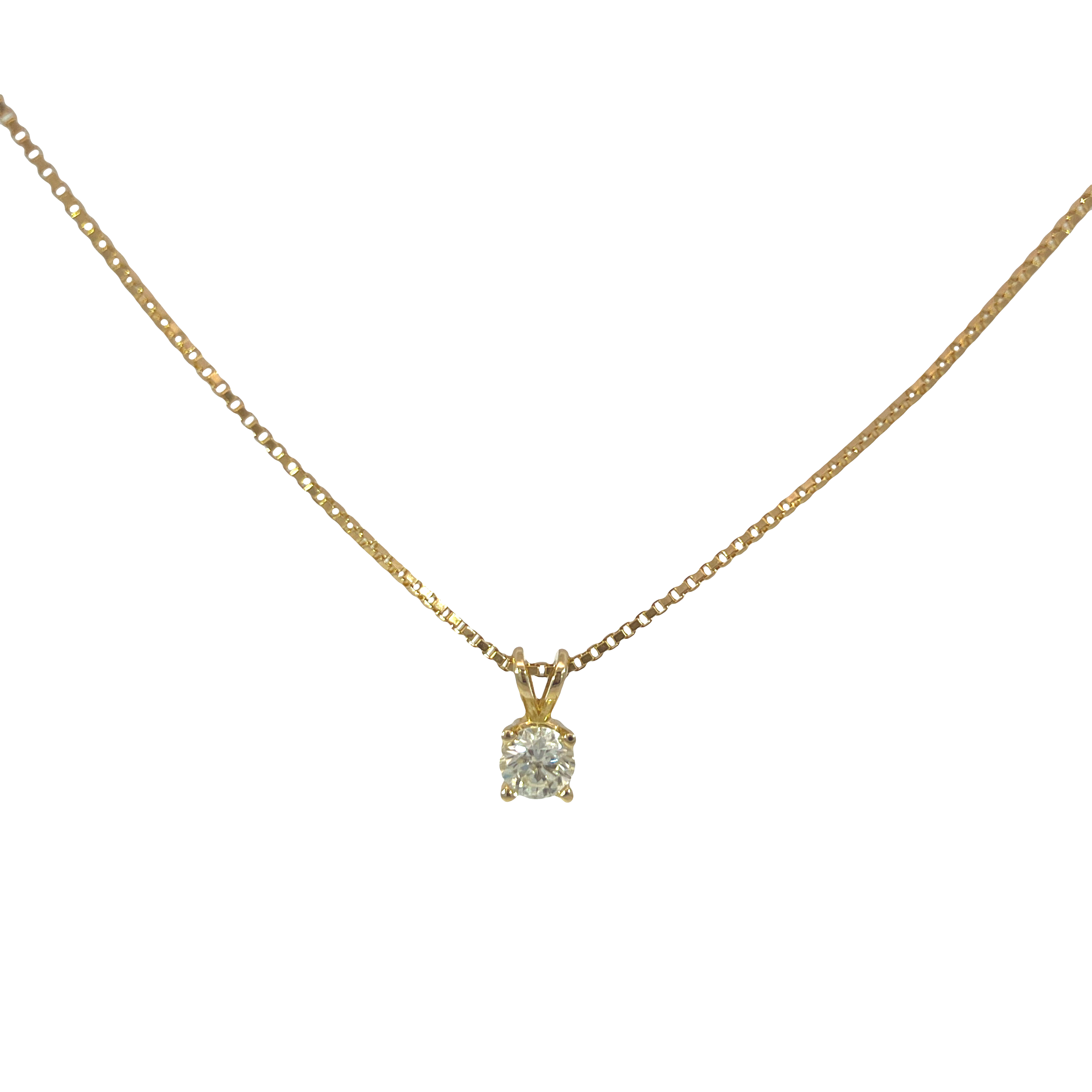 14K Yellow Gold 0.56ct Natural Diamond Solitaire Pendant Necklace