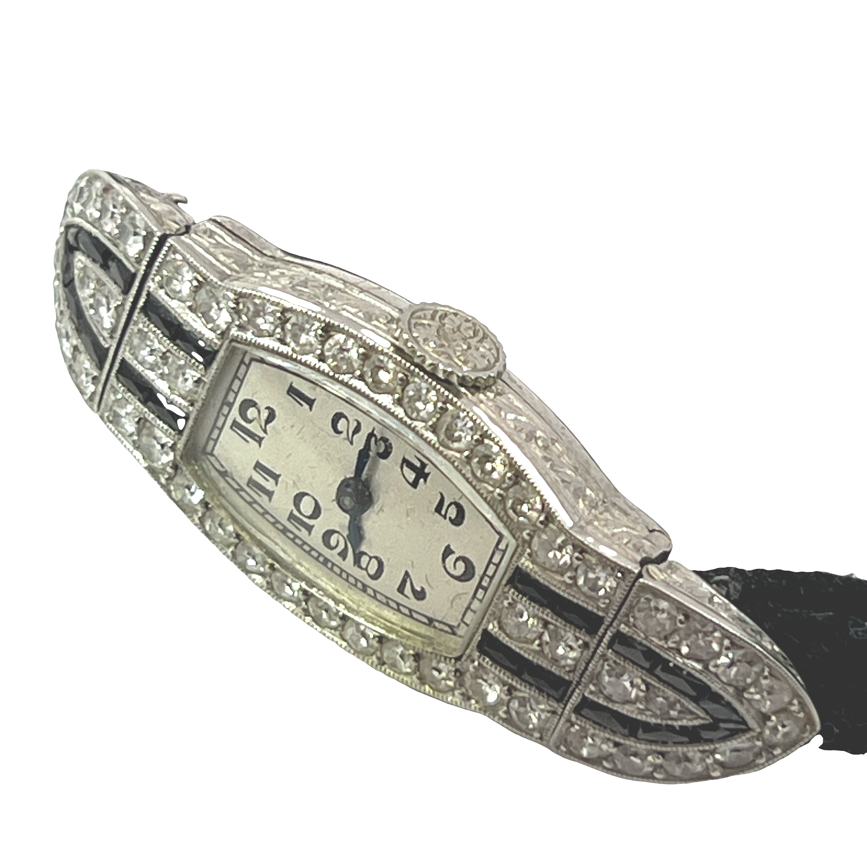 Estate 1920s Art Deco Platinum Diamond Ladies Cocktail Watch