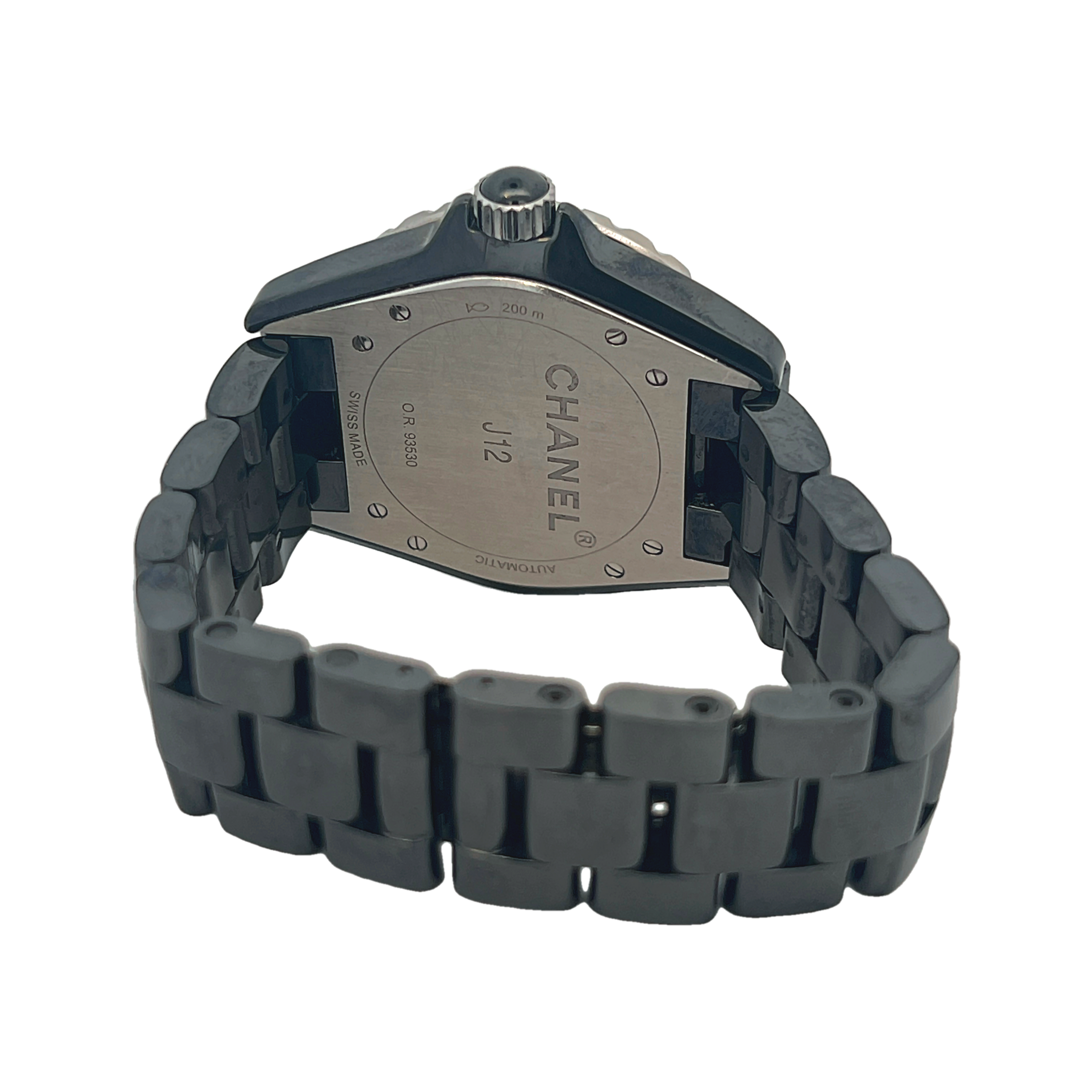 Pre-Owned Chanel J12 Automatic Black Ceramic Diamond Dial Watch