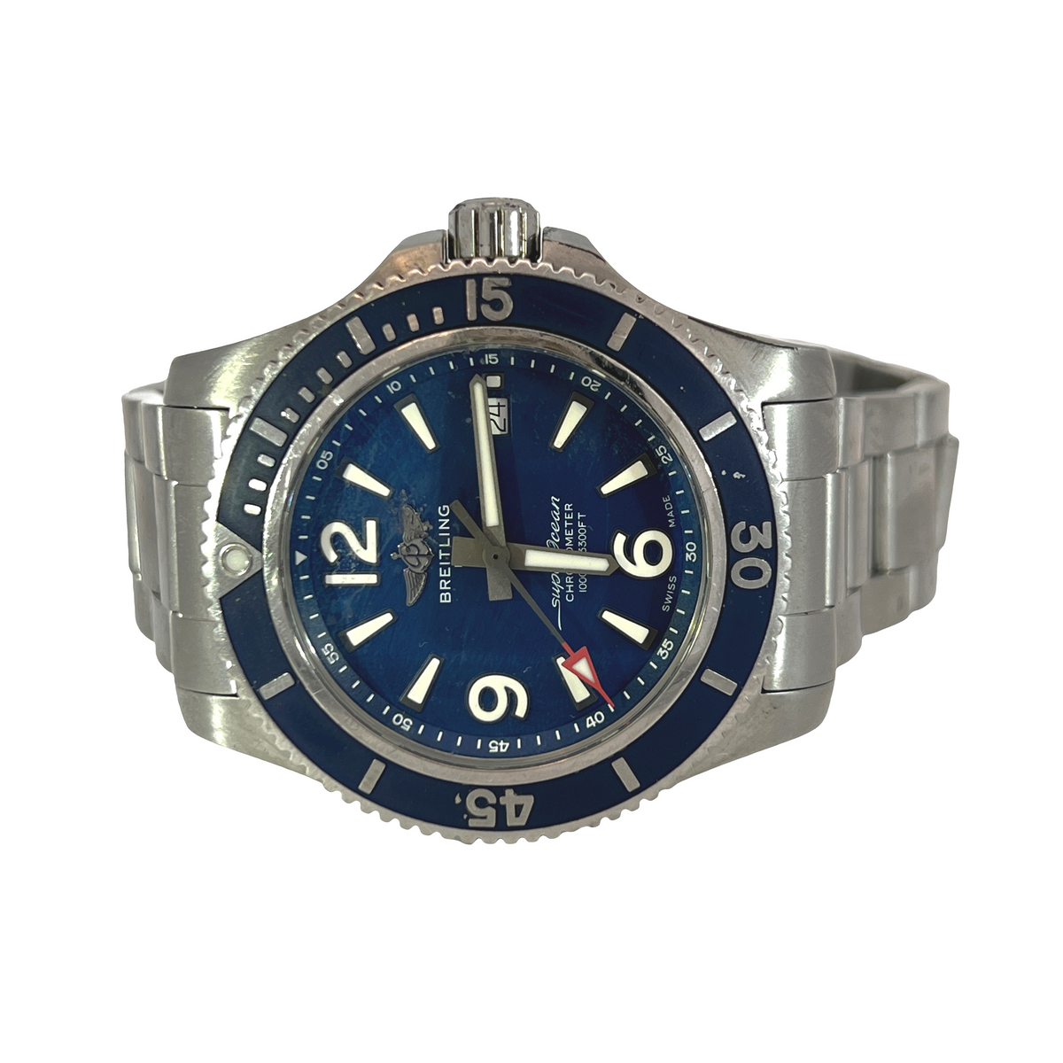 Pre-Owned Breitling Superocean 42 Blue Dial Stainless Steel Automatic Watch Ref. A17364