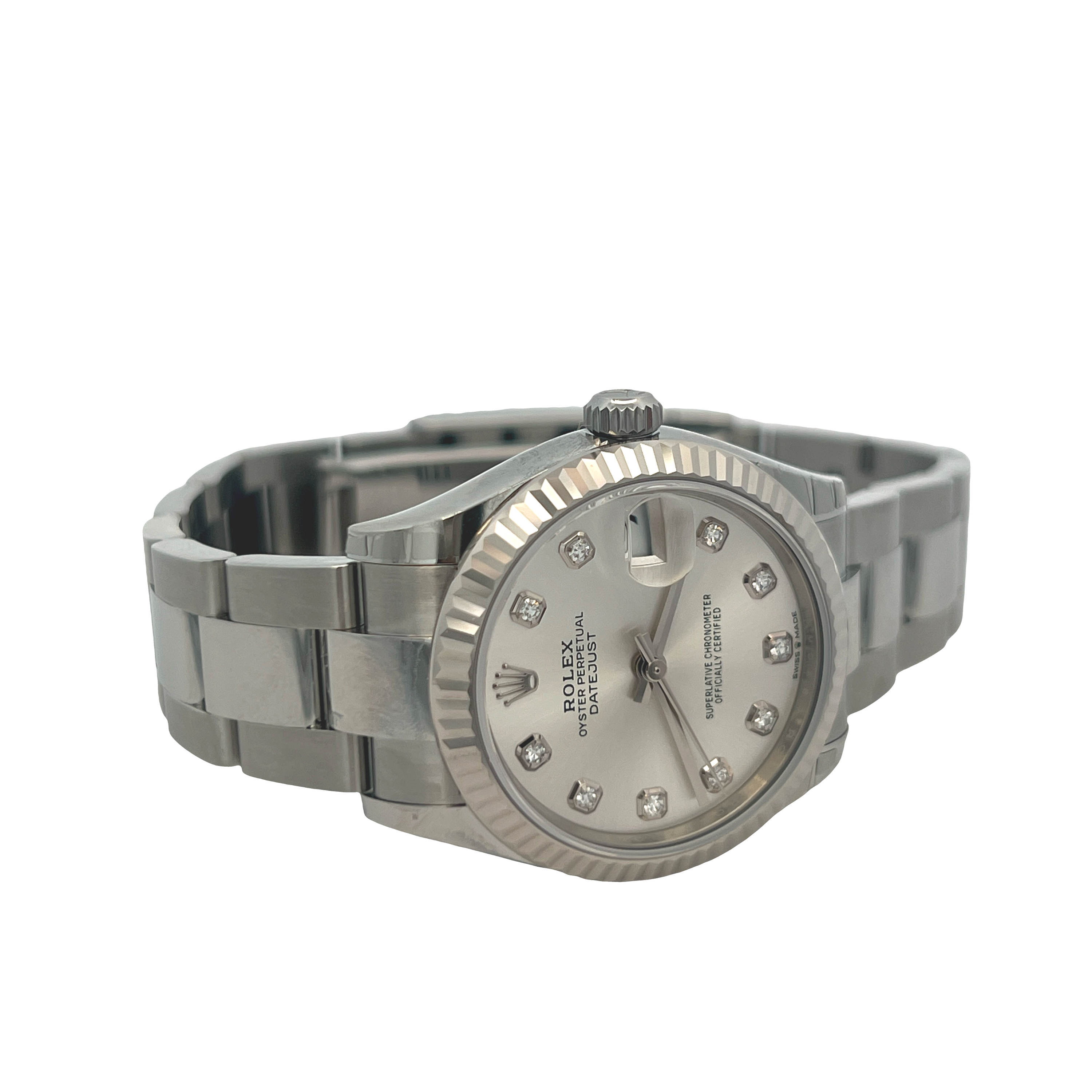 Pre-Owned Rolex Datejust 31 278274 Silver Diamond Dial Oyster Bracelet Box & Papers 2026