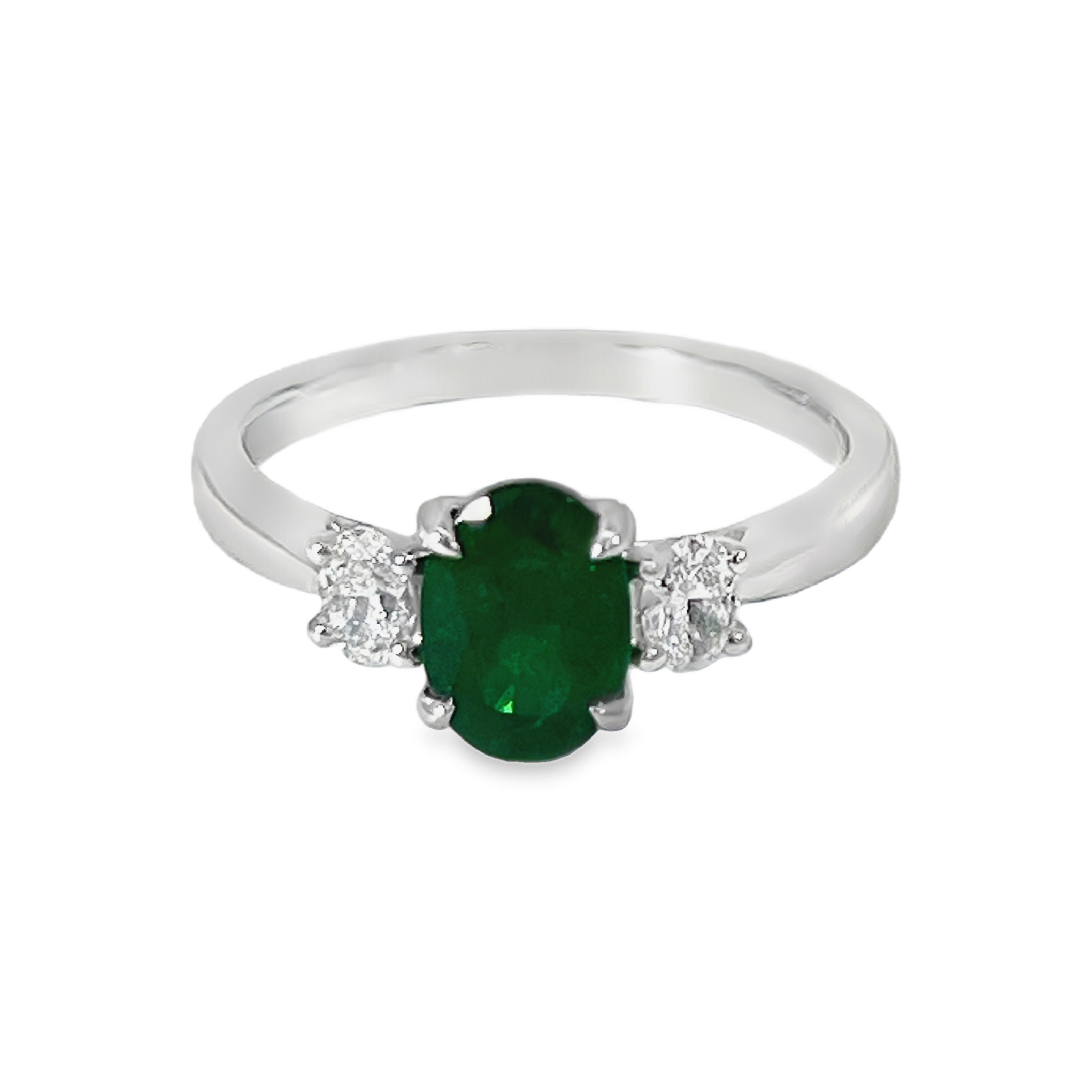 Platinum 1.14ct Emerald & 0.26 CTW Diamond Three-Stone Ring