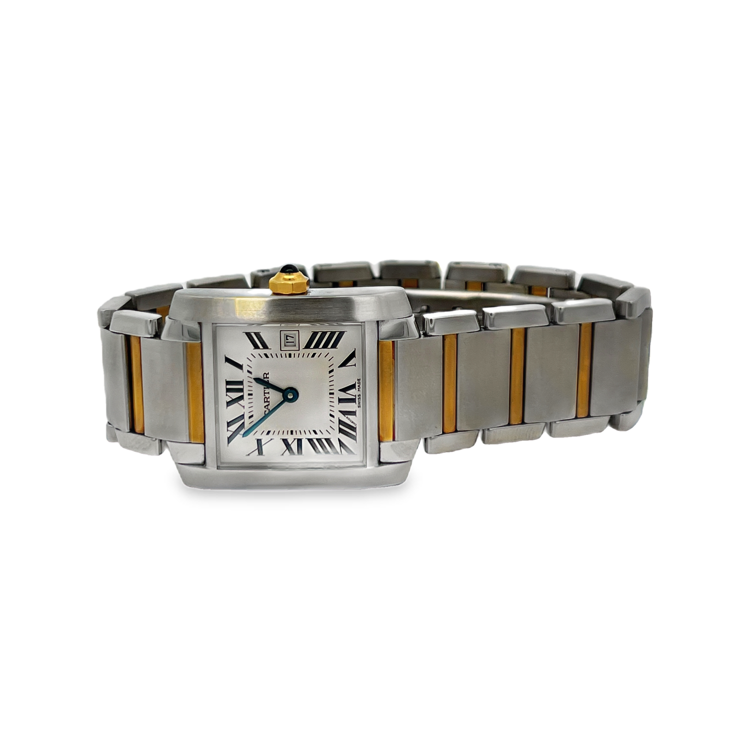 Pre-Owned Cartier Tank Française Two-Tone Stainless Steel & 18K Yellow Gold Watch – Box & Papers