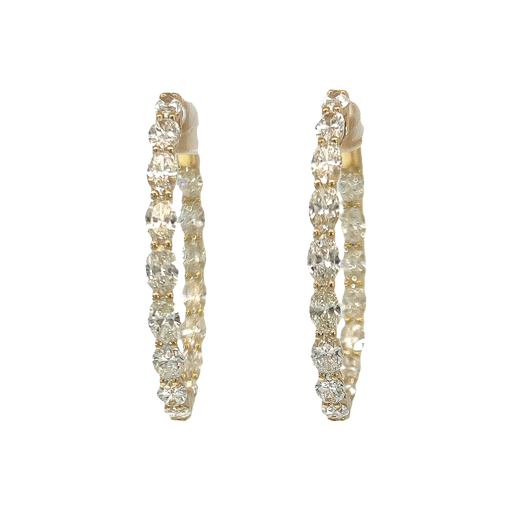 18K Yellow Gold 5.00 CTW Oval Diamond Inside-Out Hoop Earrings