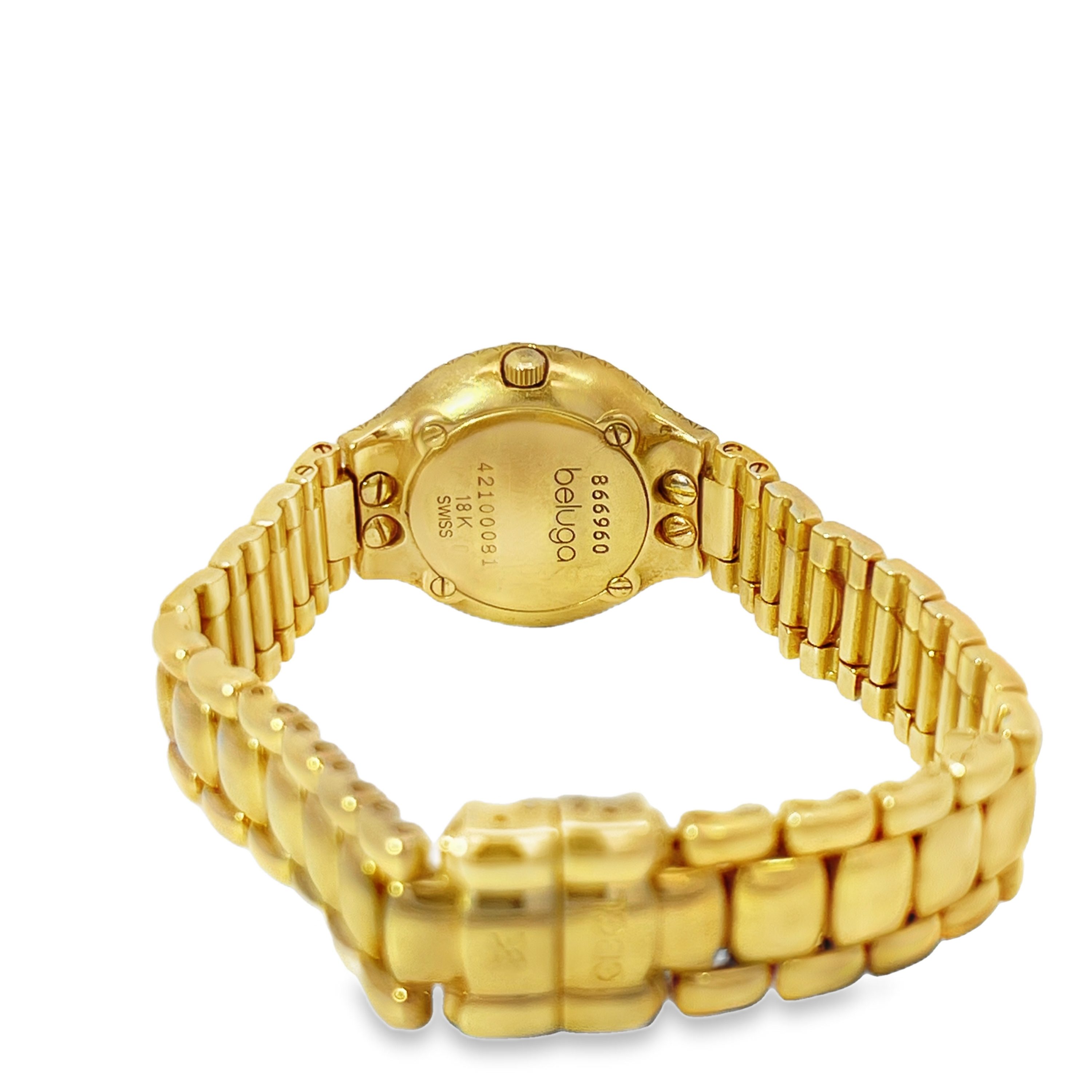 Pre-Owned Ebel Beluga 18K Yellow Gold Diamond Bezel Ladies Watch Ref. 42100081 Swiss