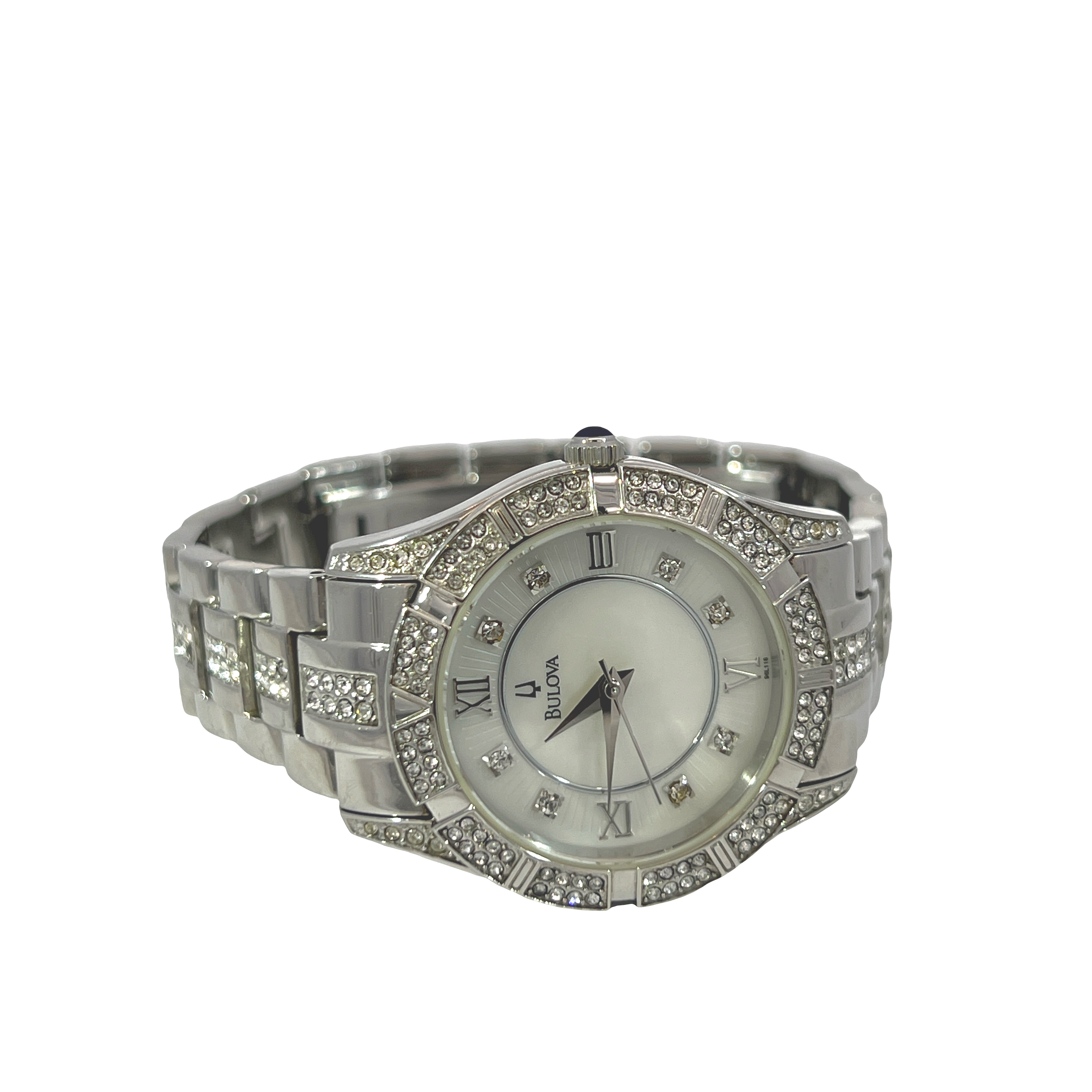 Pre-Owned Bulova Women's Crystal Accent Stainless Steel Quartz Watch Ref. 96L116
