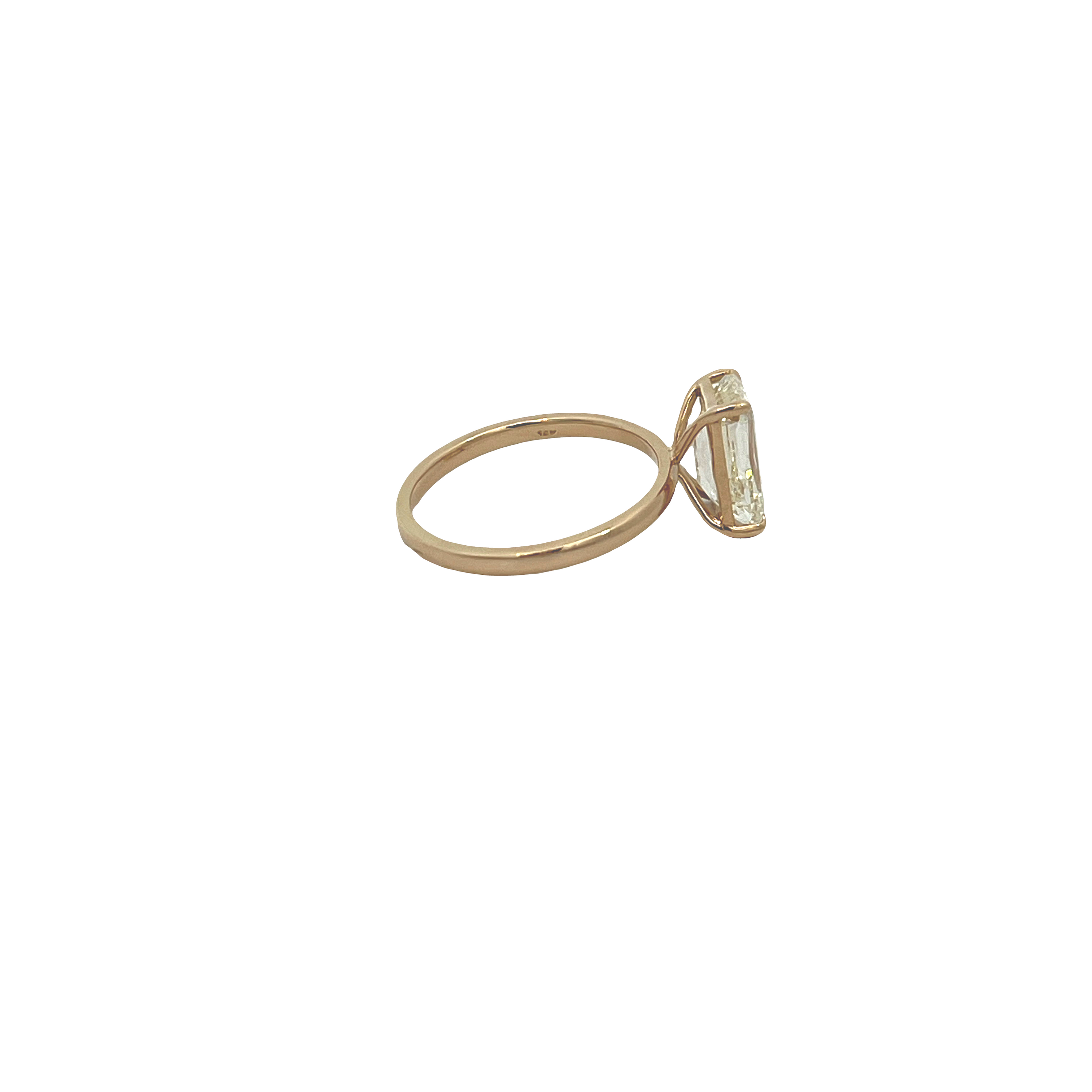 14K Yelliow Gold 2.76 Carat GIA Certified Emerald Cut Diamond Solitaire Ring