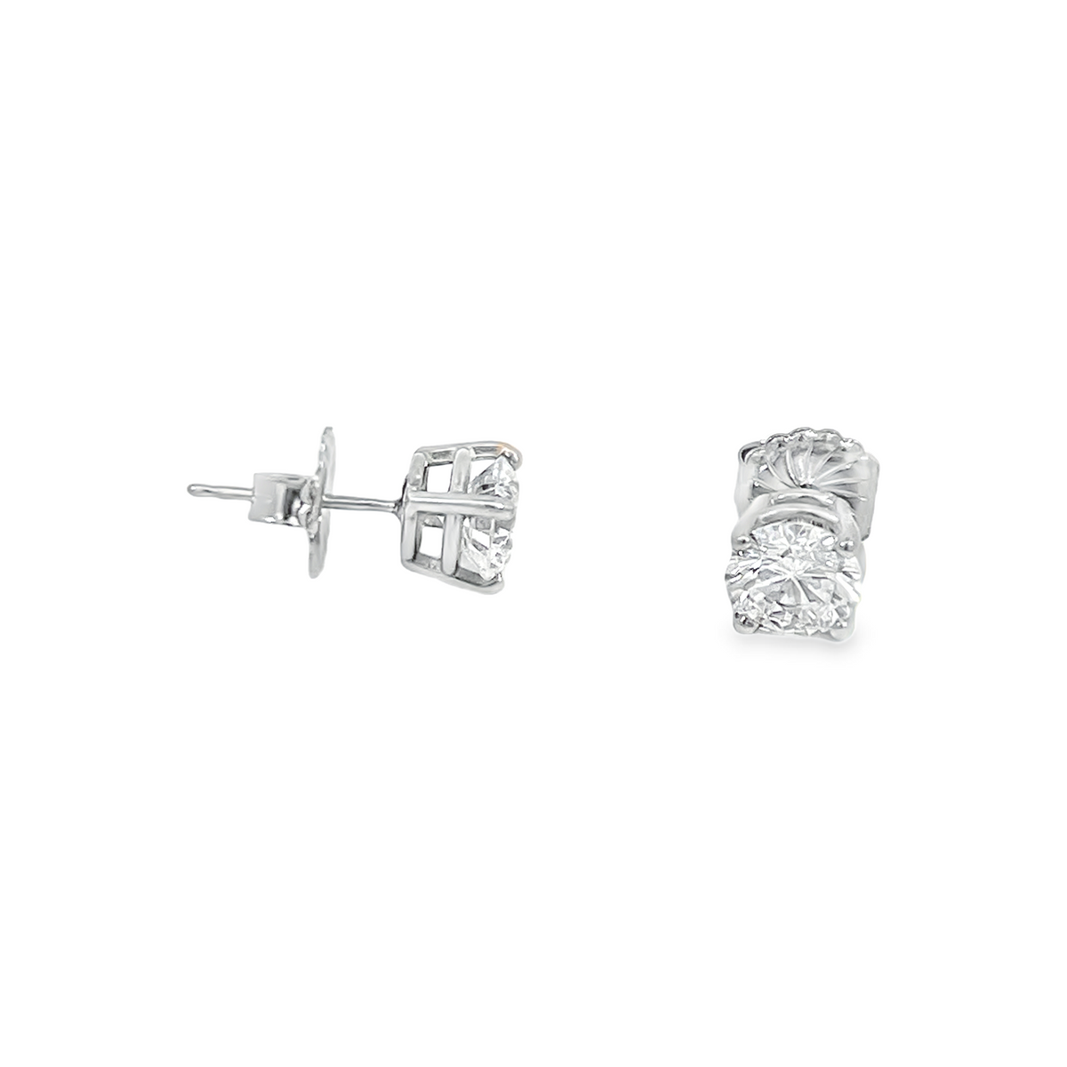 Platinum GIA Certified 2.56 CTW F VS2 Round Brilliant Diamond Stud Earrings