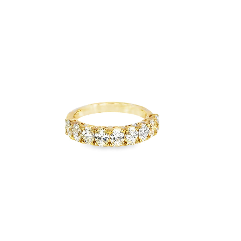 18K Yellow Gold Nine Oval Diamond Ring 1.47 Carat Band