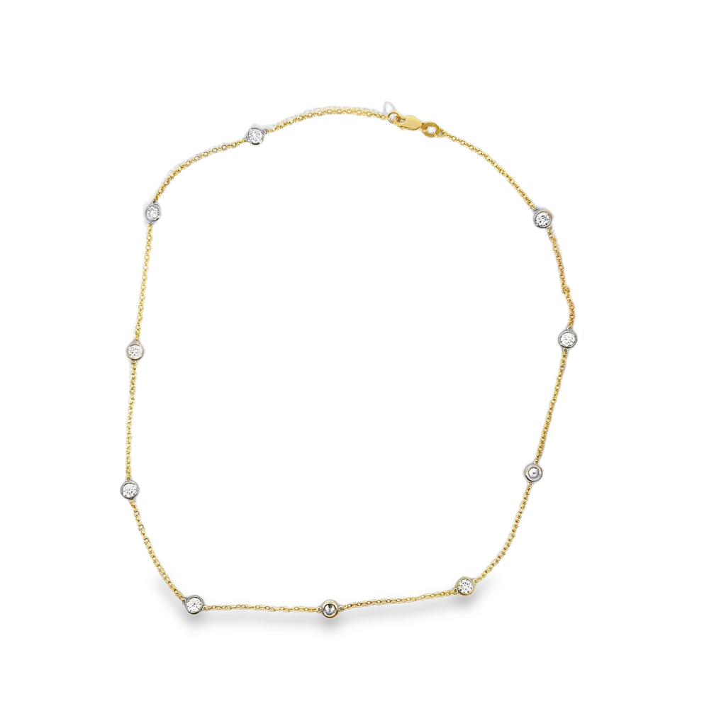 Estate 18K Yellow & White Gold 2.50 CTW Diamond by the Yard Necklace – 18"