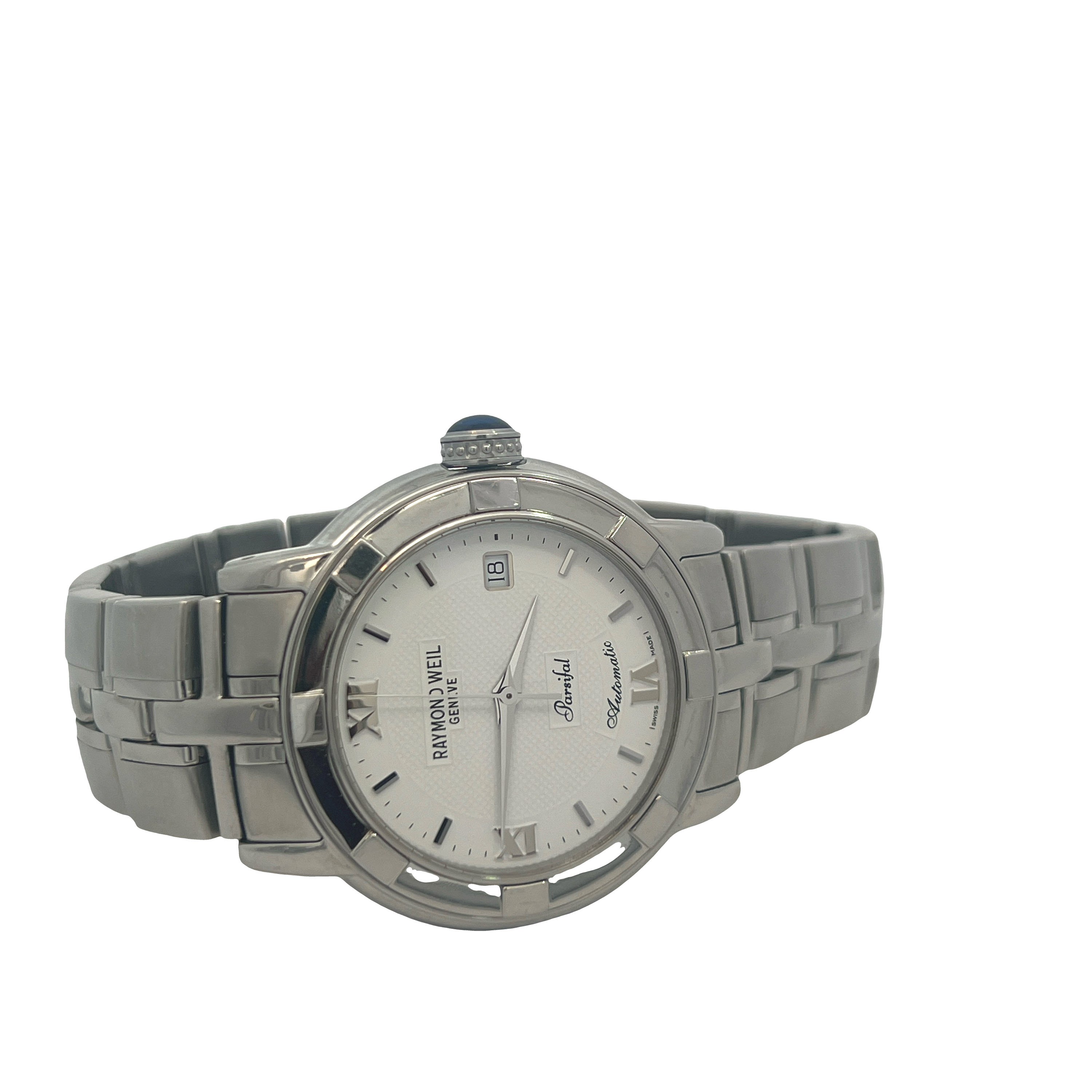 Pre-Owned Raymond Weil Parsifal Automatic White Dial Stainless Steel Men's Watch Box & Papers