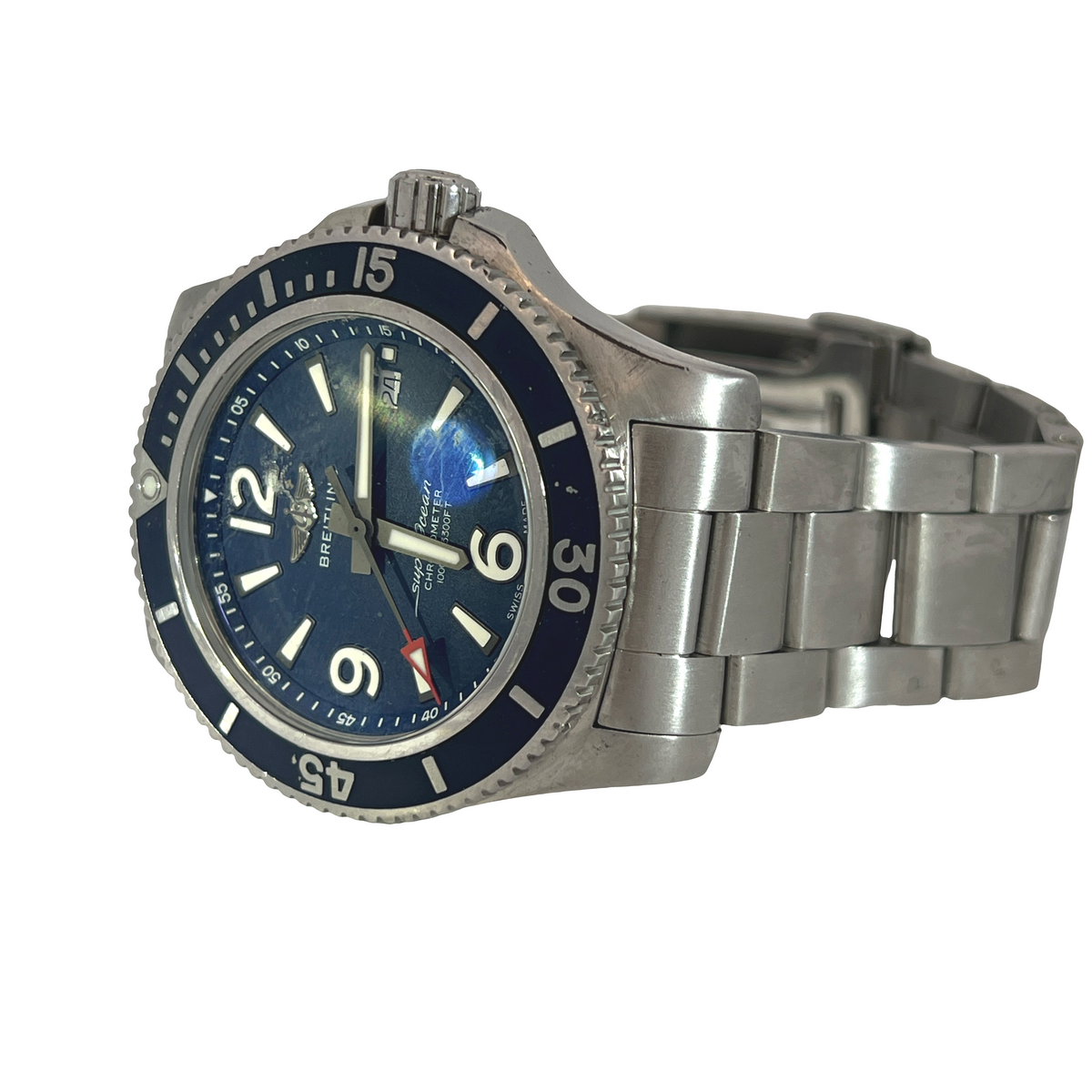 Pre-Owned Breitling Superocean 42 Blue Dial Stainless Steel Automatic Watch Ref. A17364