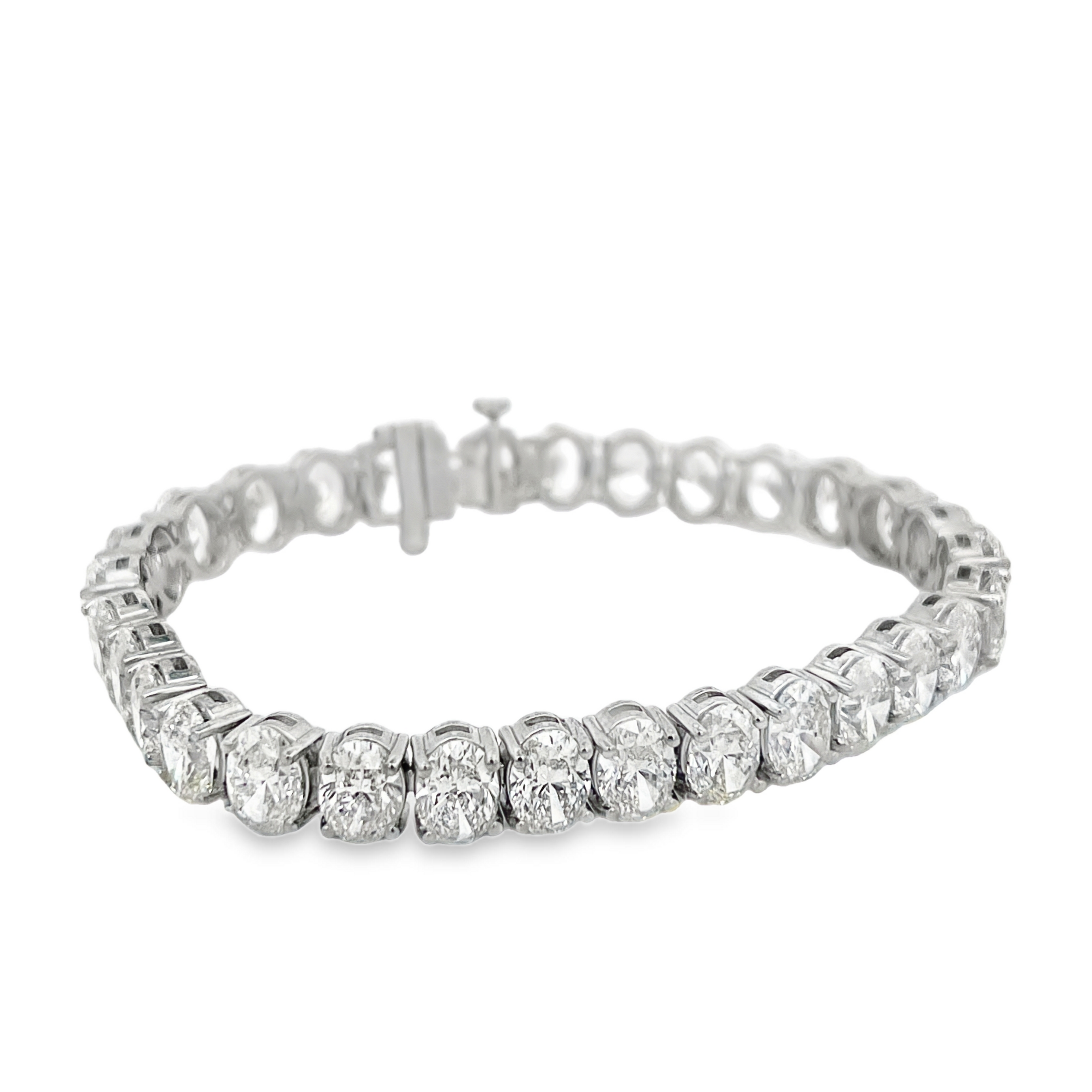 Platinum Oval Cut Diamond Tennis Bracelet – 30.50 Carats of Diamonds