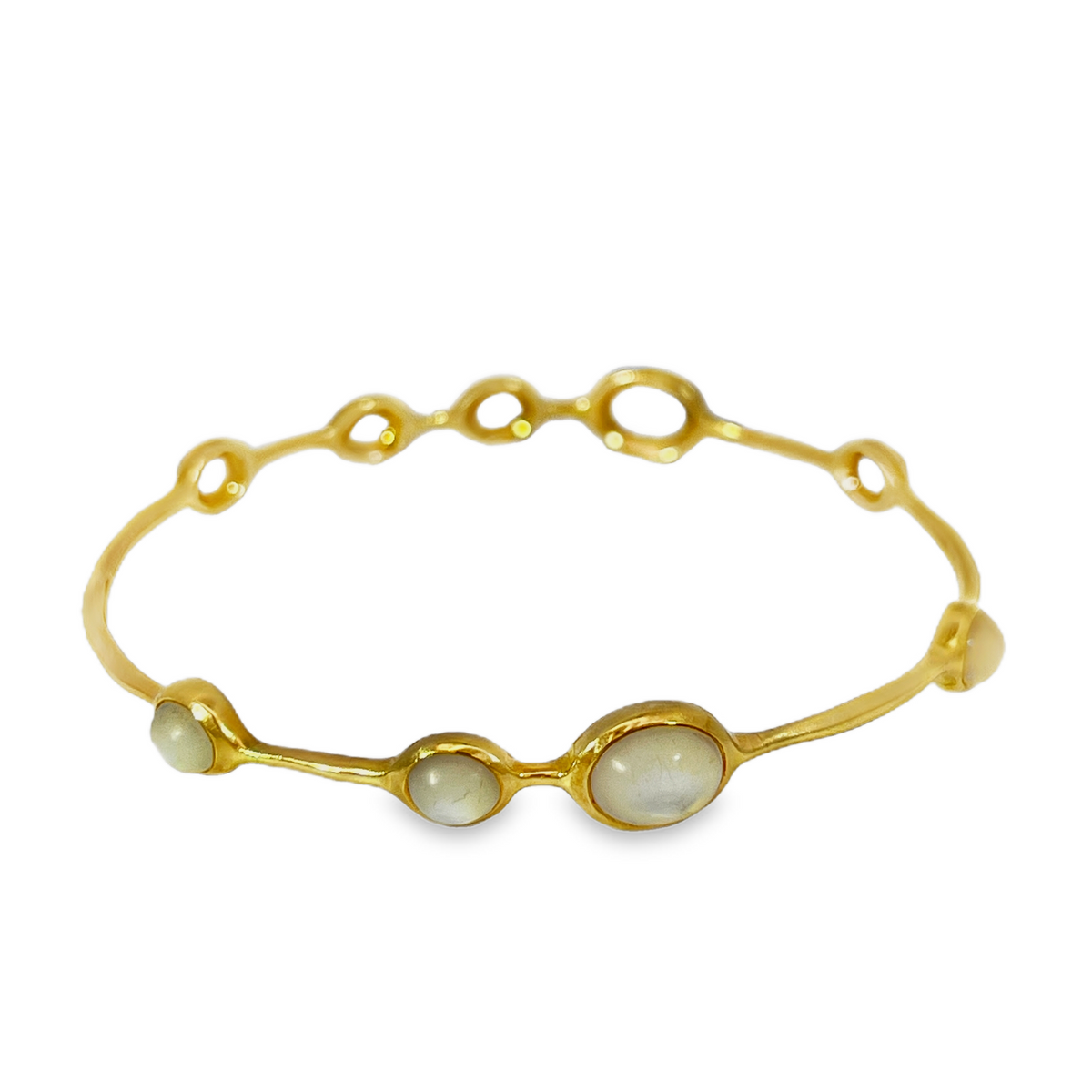 Estate IPPOLITA Rock Candy® 18K Yellow Gold 9-Stone Mother-of-Pearl Bangle Bracelet – Size L