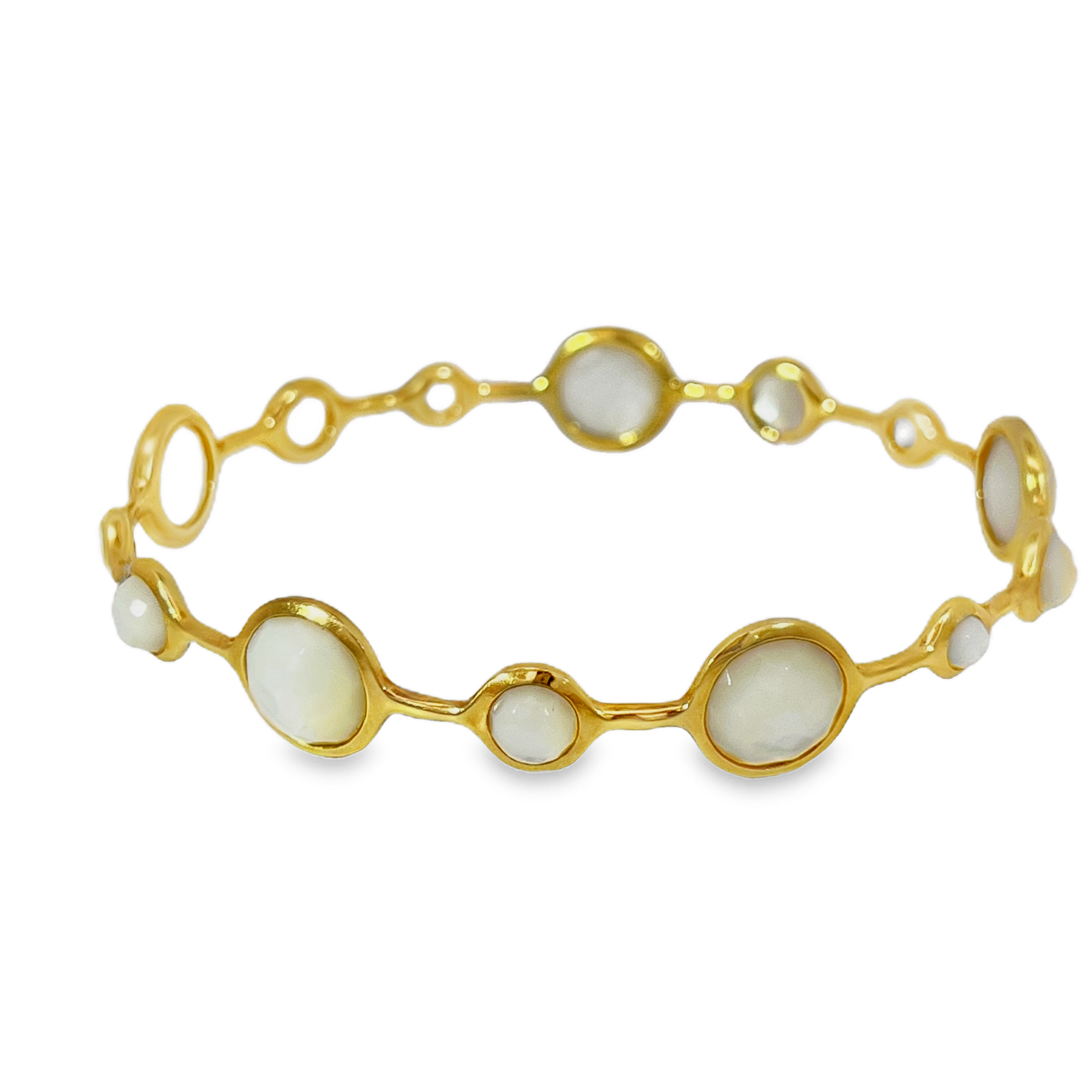 Estate IPPOLITA Rock Candy® Lollipop 18K Yellow Gold Mother-of-Pearl Bangle Bracelet – Size L
