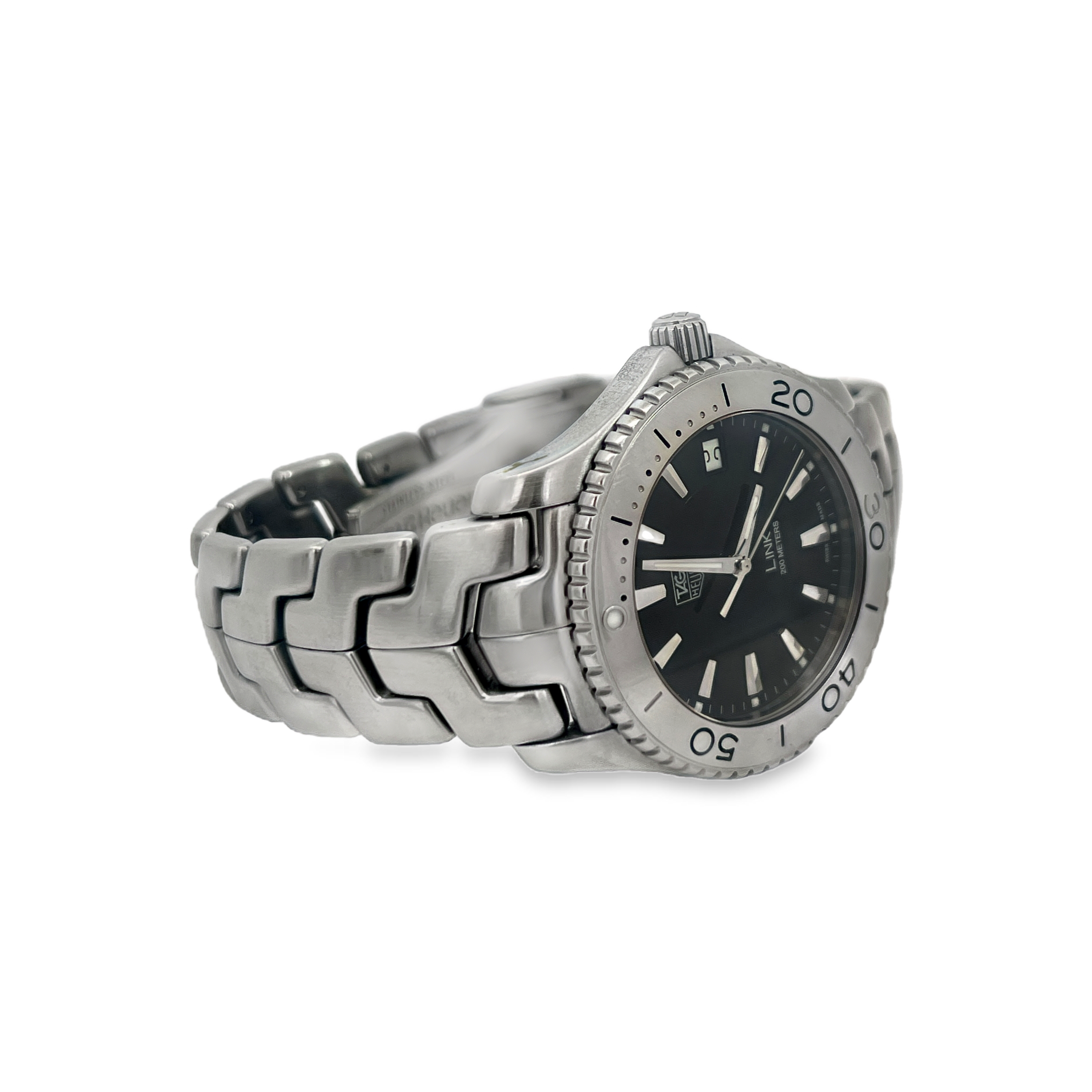 Pre-Owned TAG Heuer Link Black Dial Stainless Steel Quartz Ref. WJ1110 Men's Watch Box Included