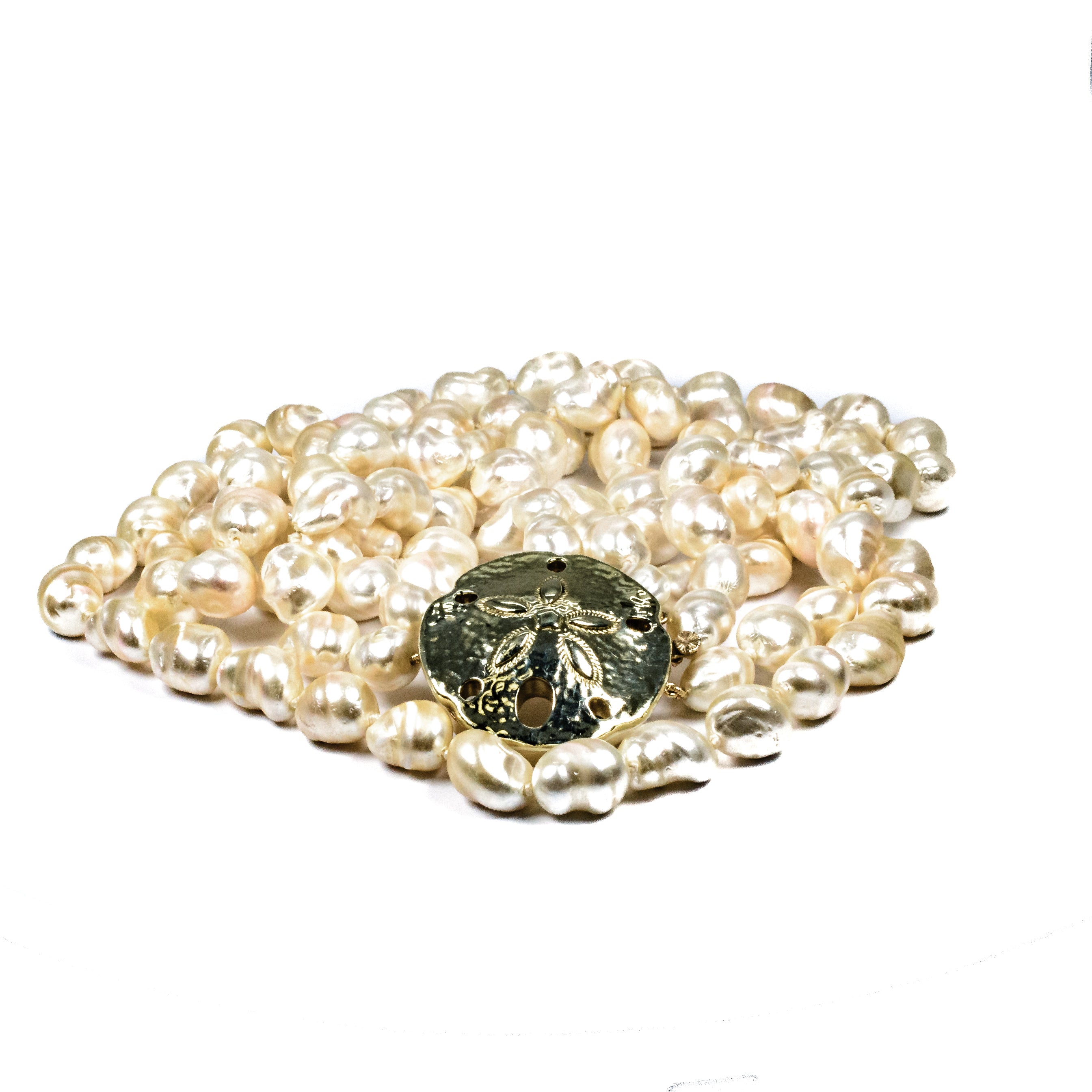 3-Strand White Baroque Pearl Necklace
