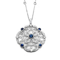 18kt Blue Sapphire with Diamonds Pendant and Necklace Set