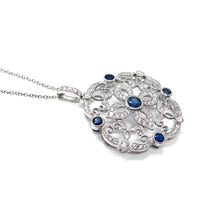 18kt Blue Sapphire with Diamonds Pendant and Necklace Set