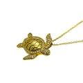 14kt Yellow Gold Pave Honu Necklace