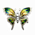 18kt White Gold Diamond and Enamel Vergano Design Butterfly Pin or Pendant